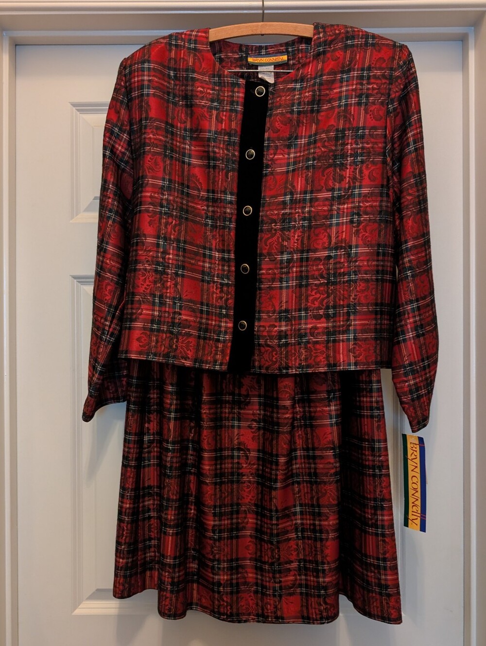 Bryn Connelly Red Plaid Two-Piece Dress Set